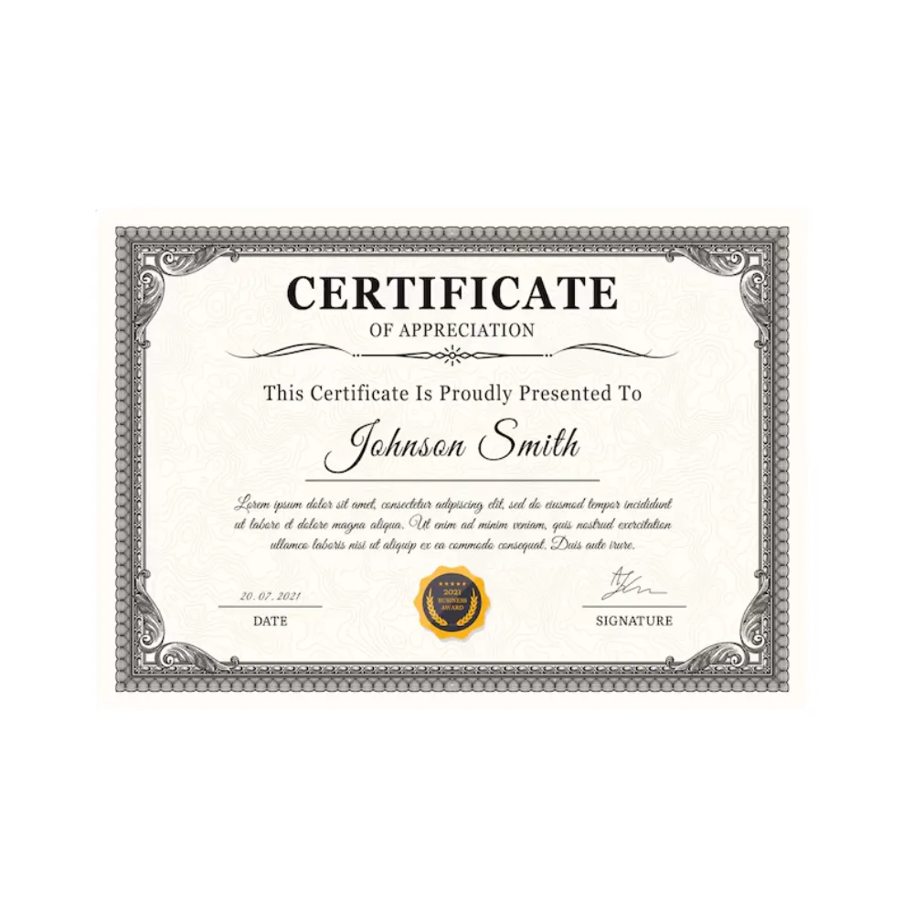 Certificate — Black & White